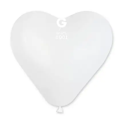 Латексна повітряна кулька Серце 17" (44см) White (#001) GEMAR
